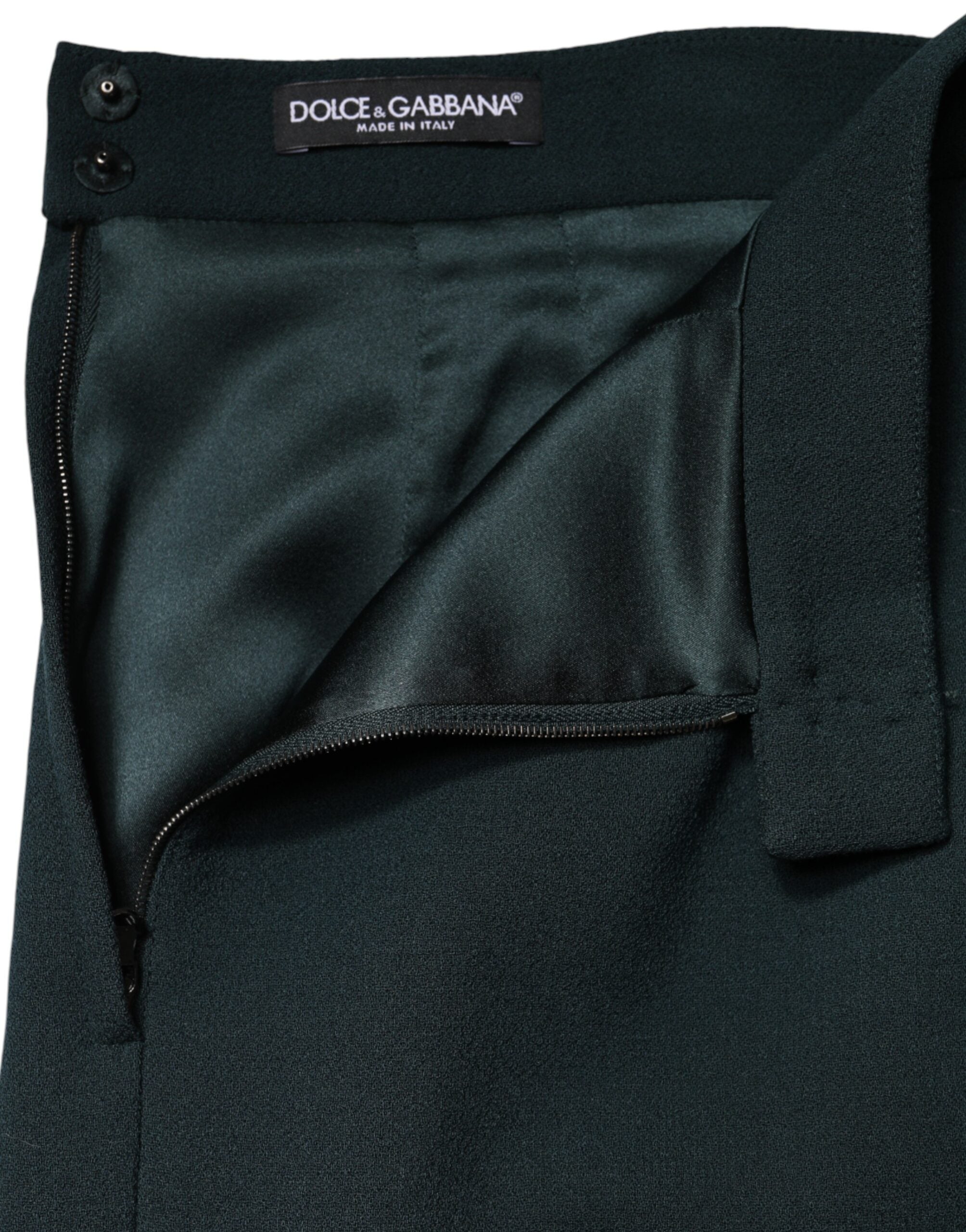 Dark Green Mid Waist Pencil Cut Mini Skirt