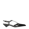 Gray Leather Flat Sandals