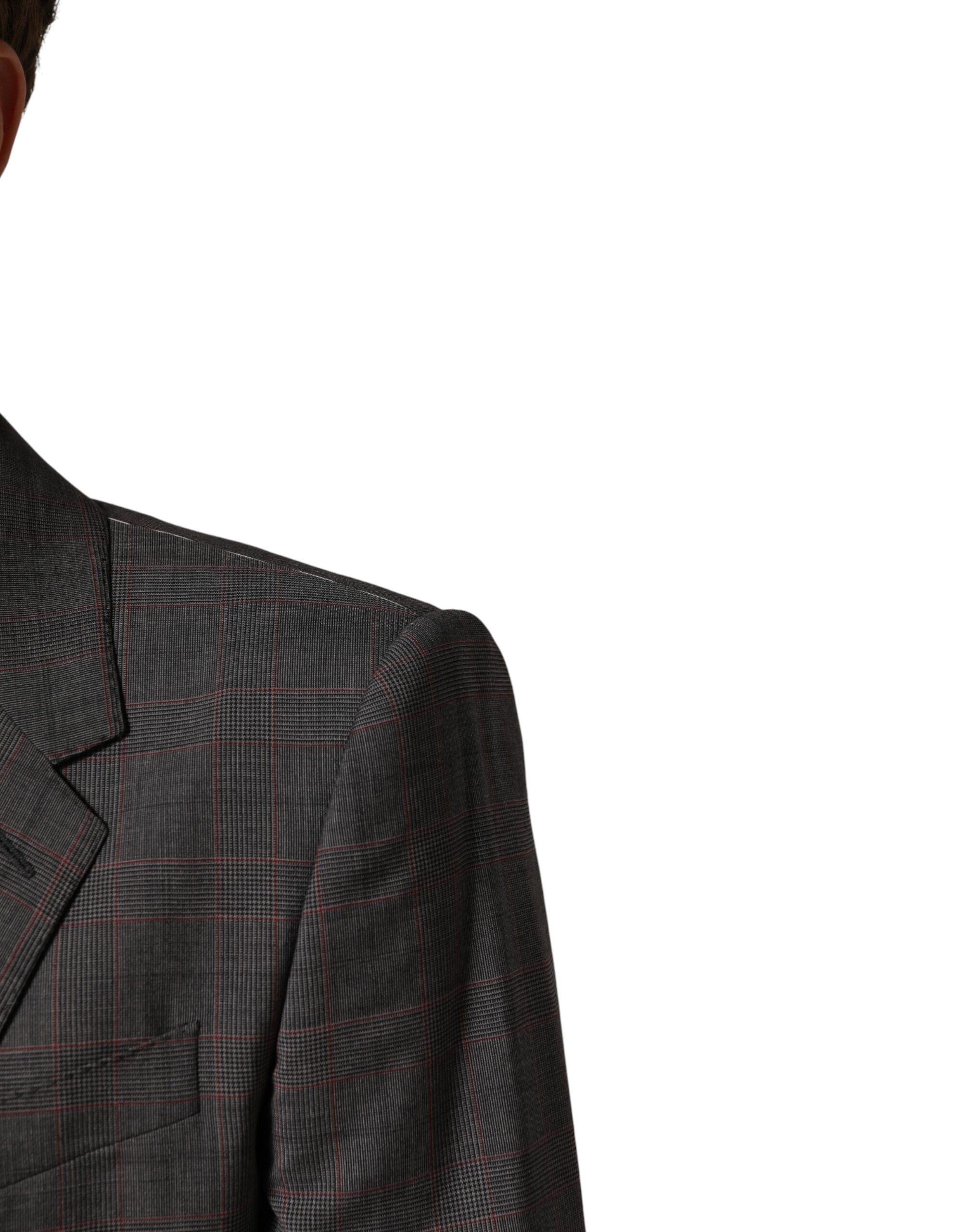 Gray Wool Single Breasted 2 Button Blazer