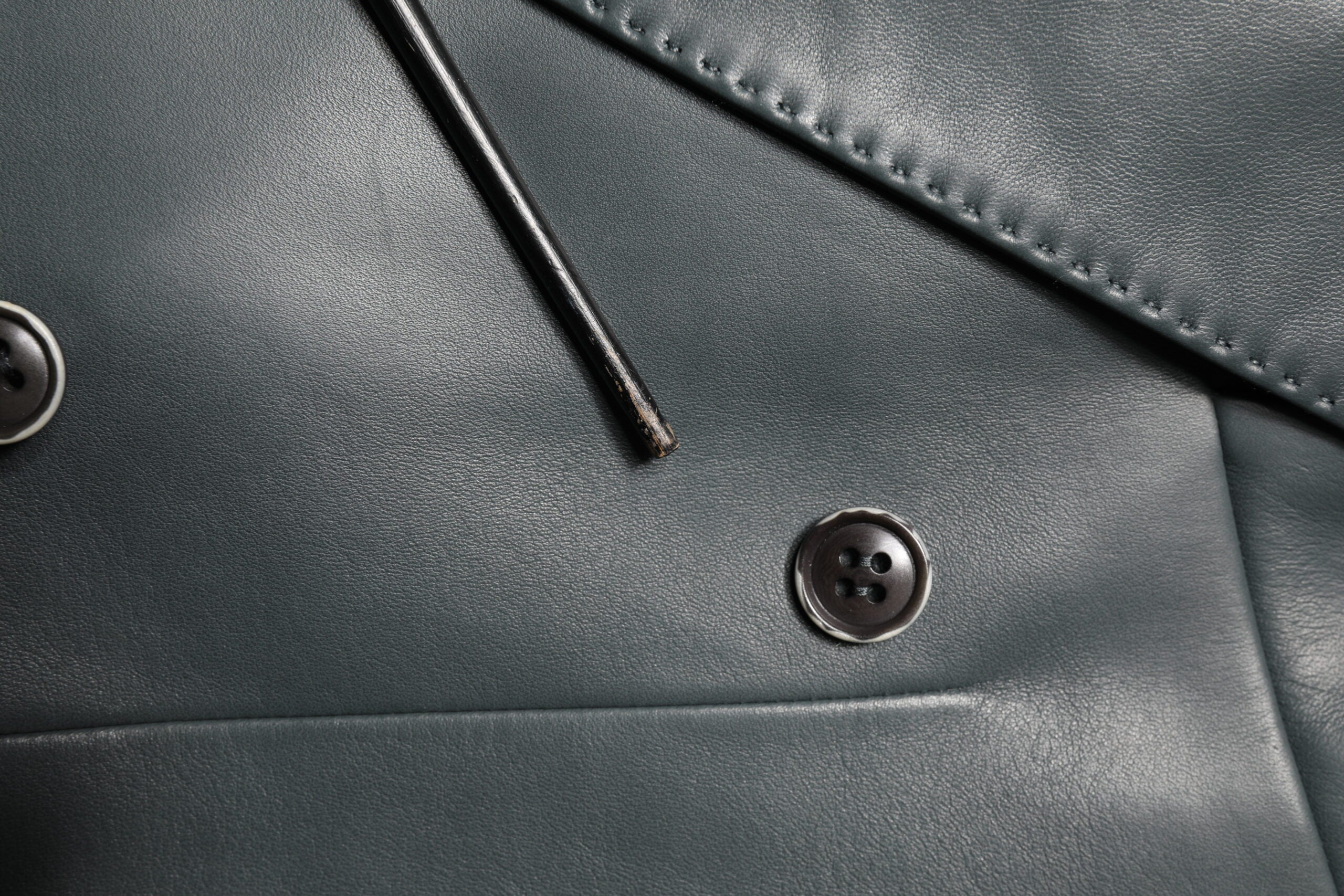 Black Leather Double Breasted 2Button Blazer