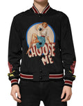 Black Pin Up Button Down Men Bomber Jacket